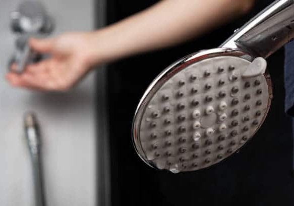 turn off hot water, cold water in the shower head.
